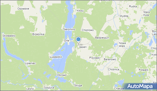mapa Jasień, Jasień gmina Czarna Dąbrówka na mapie Targeo